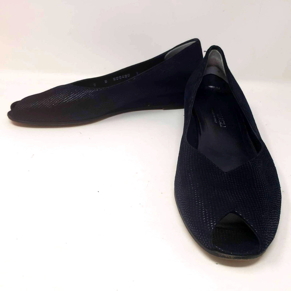 Bruno Magli Leather Peep Toe Slip On Flat - 9